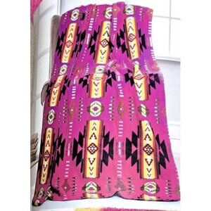 New Hot Pink 50x60 Southwest Aztec Fleece Throw Gift Blanket Reversible Native